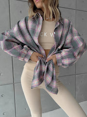 Button Long Sleeve Plaid Shirt