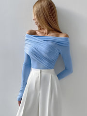Solid Ruched Off-Shoulder Top