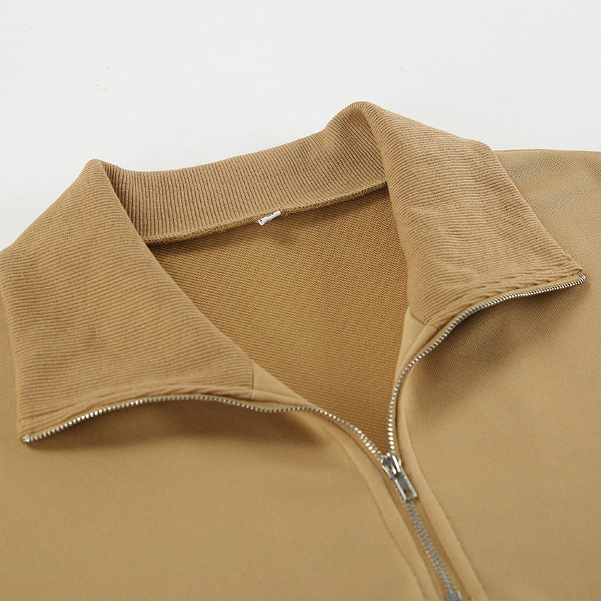 Lapel Zipper Pullover Sweatshirt