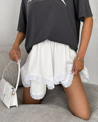 White Chiffon Lace Skirt