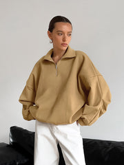 Lapel Zipper Pullover Sweatshirt