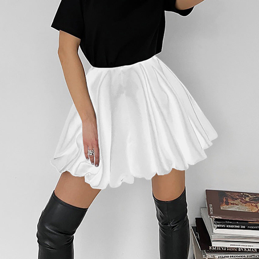 Satin Pleated A-line Mini Skirt