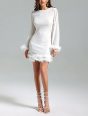 Sequins Feather Backless Dress