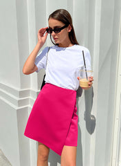 Asymmetric Design A line Satin Skirt