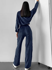 Dark Blue Velvet Track Suit