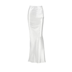 Solid Satin High Rise Mermaid Maxi Skirt