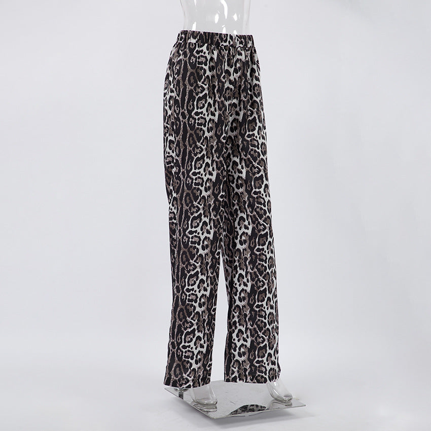 Leopard Elastised Broadleg Pants