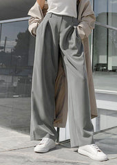 Front Pleated Grey Pants