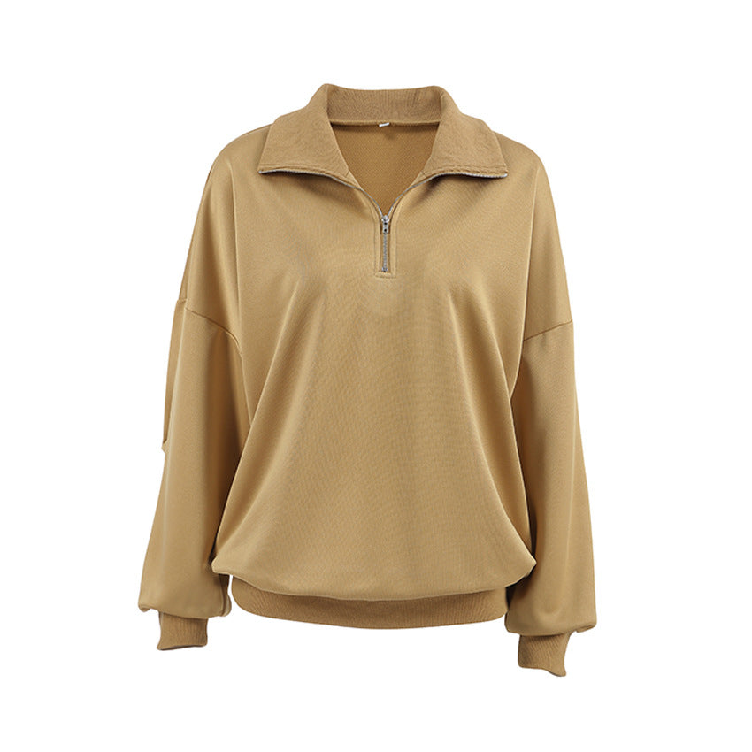 Lapel Zipper Pullover Sweatshirt