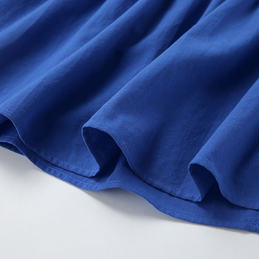 Blue V-Neck Maxi Dress