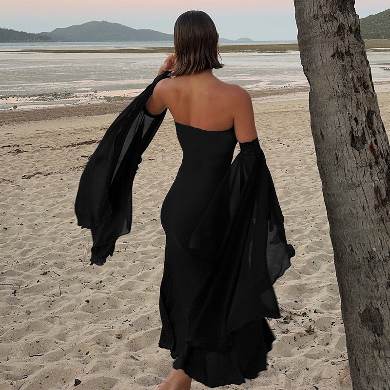 Strapless Lace Slim Maxi Dress