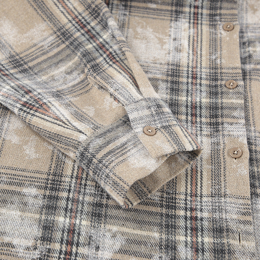 Vintage-Inspired Brushed Plaid Oversized Shirt