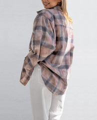 Plaid Long Sleeve Shirt Coat