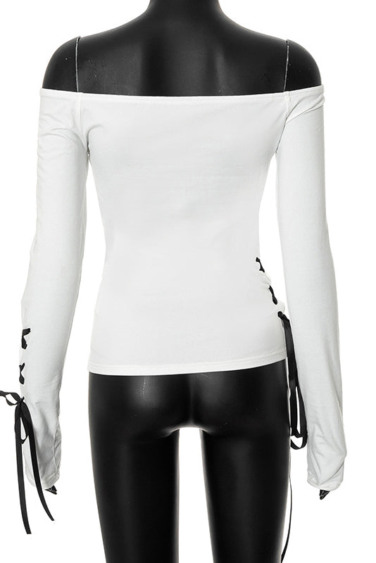 Off Shoulder Heart Design Y2K Top