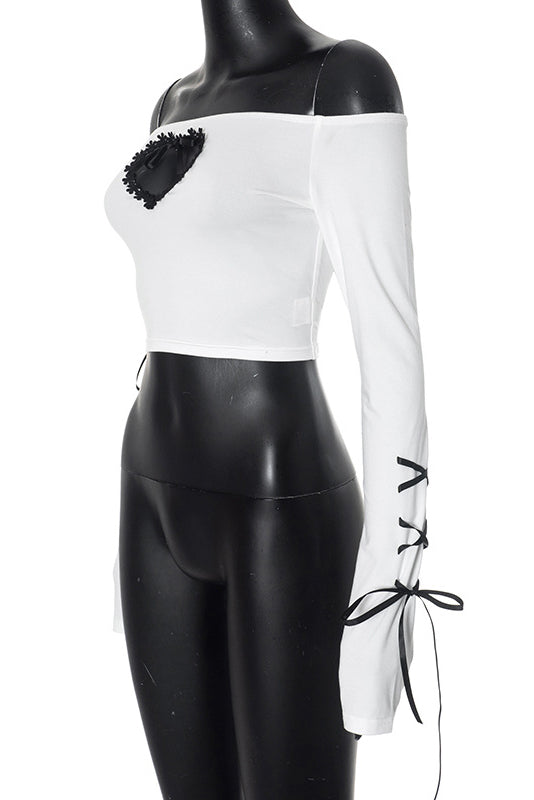 Off-the-Shoulder Sweetheart Y2K Cropped Top