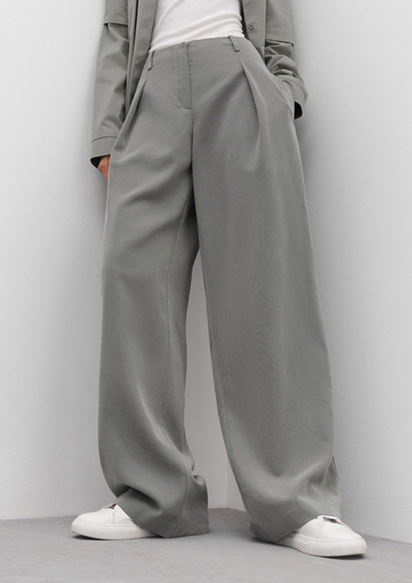 Front Pleated Grey Pants