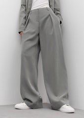 Front Pleated Grey Pants