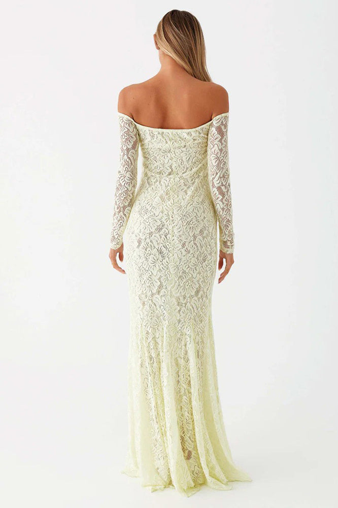 Lace Off Shoulder Long Sleeve Wedding Dress