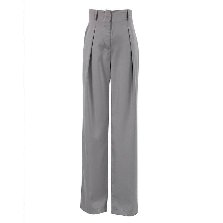 Front Pleated Grey Pants