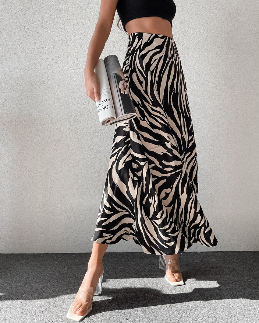 Zebra Print Midi Skirt
