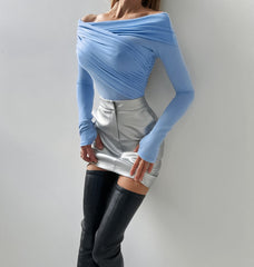 Solid Ruched Off-Shoulder Top