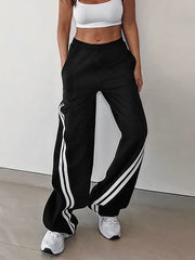Drawstring Side Contrast Striped Pants