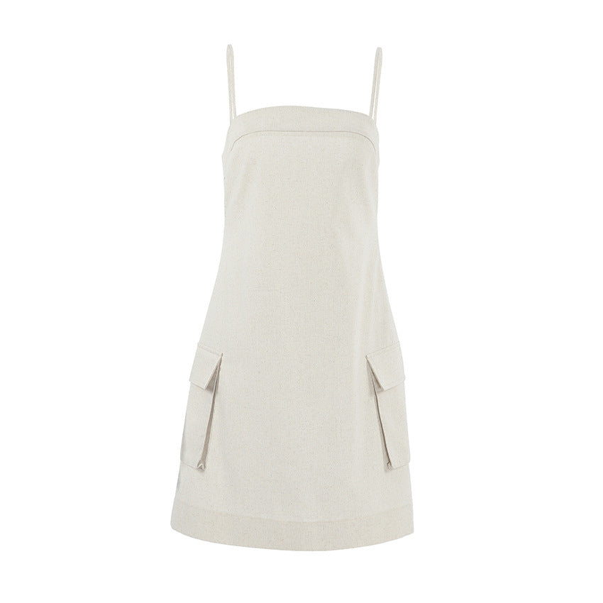 Cotton & Linen Pockets Cami Dress