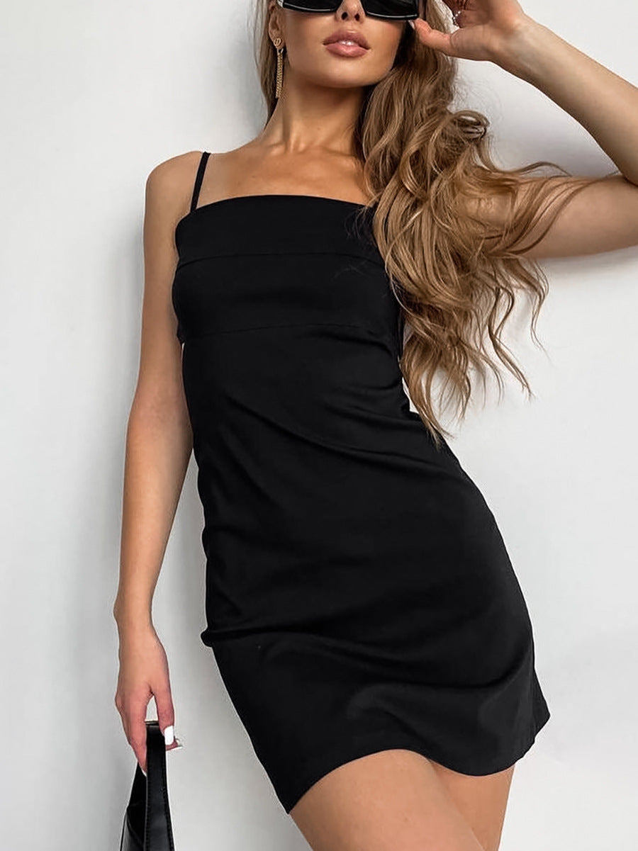 Spaghetti Straps Hollow-out Square Neck Dresses