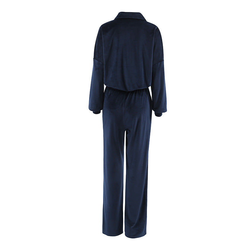 Dark Blue Velvet Track Suit