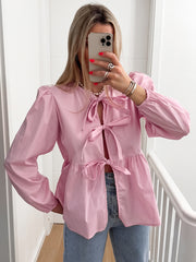 Loose Sweet Lace-Up Shirt Top