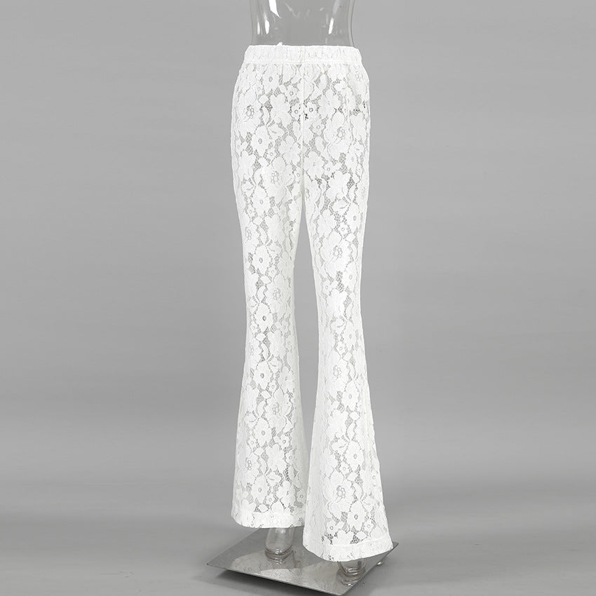 High Waist Hollow Flared Trousers