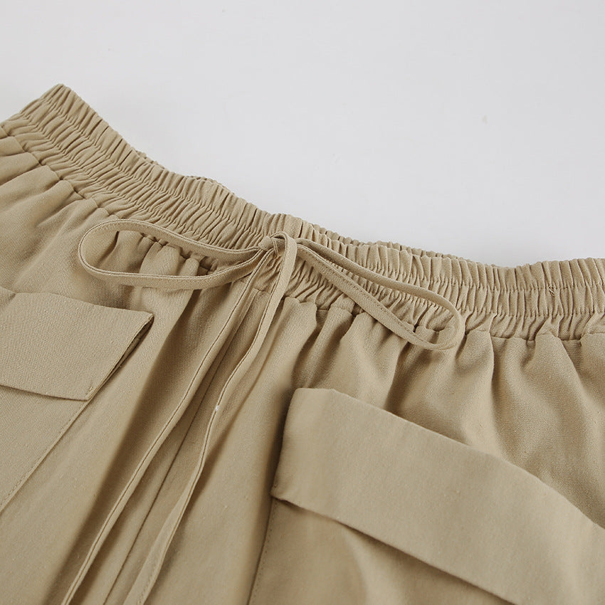 COTTON LINEN VEST &SHORTS SET