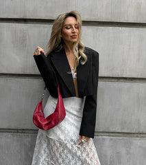 Stripe Print Crop Blazer