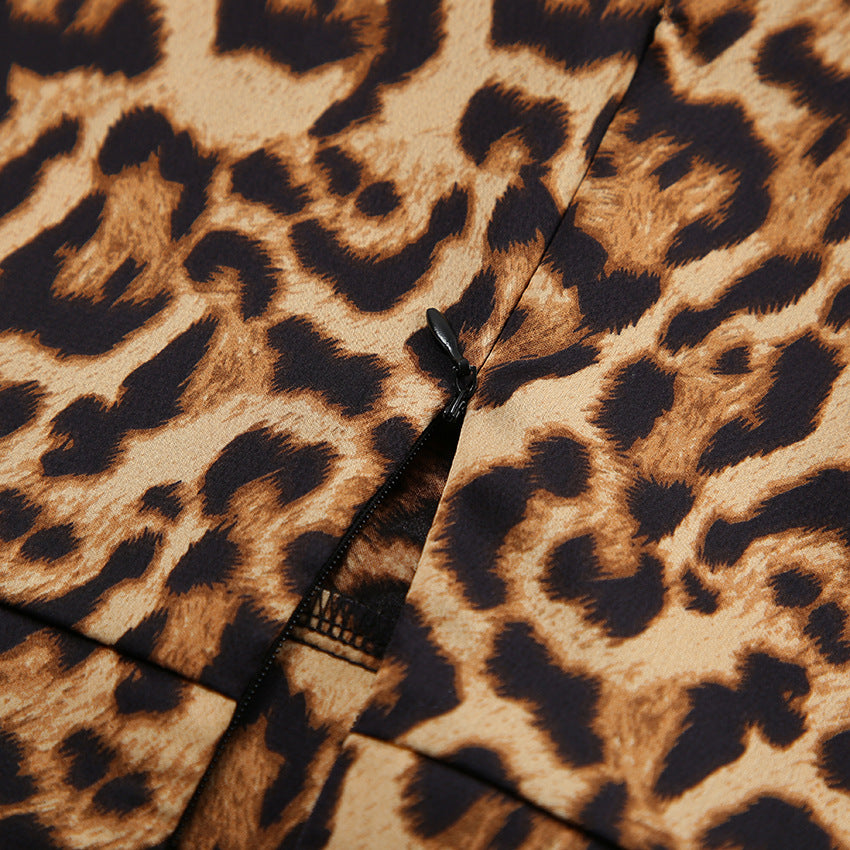 Leopard A-Line Mini Lace-Up Skirt