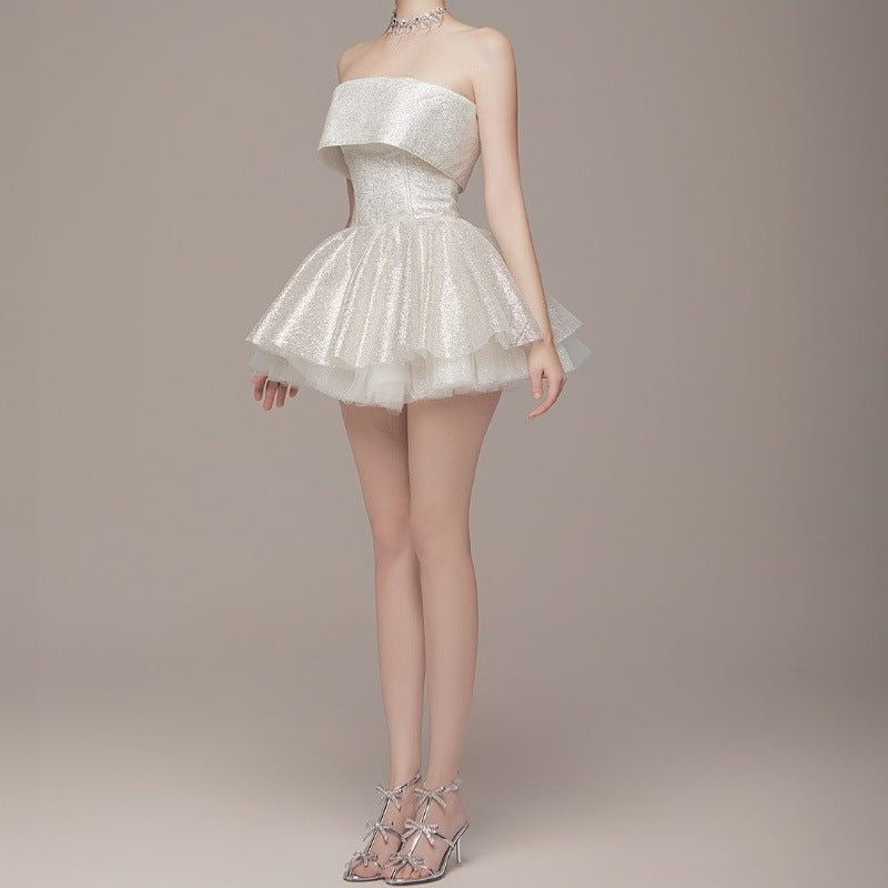 One-Shoulder Tube Top TuTu Dress