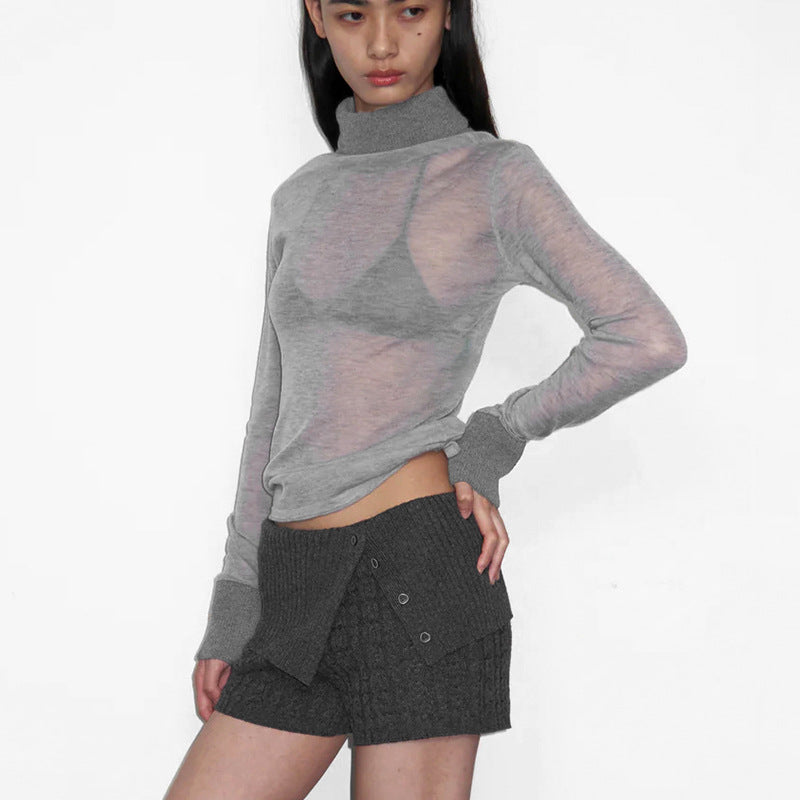 High Collar Long Sleeve Slim Fit Bottoming T-Shirt