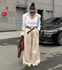 Pleated Draped Baggy Pants Without Belt