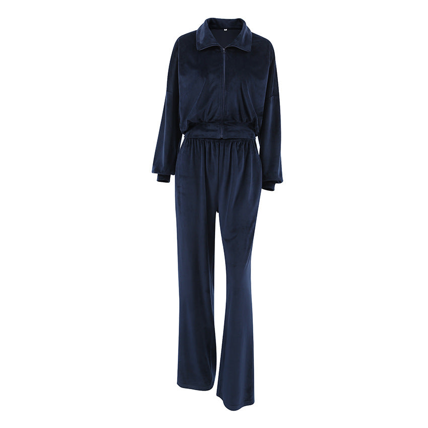 Dark Blue Velvet Track Suit