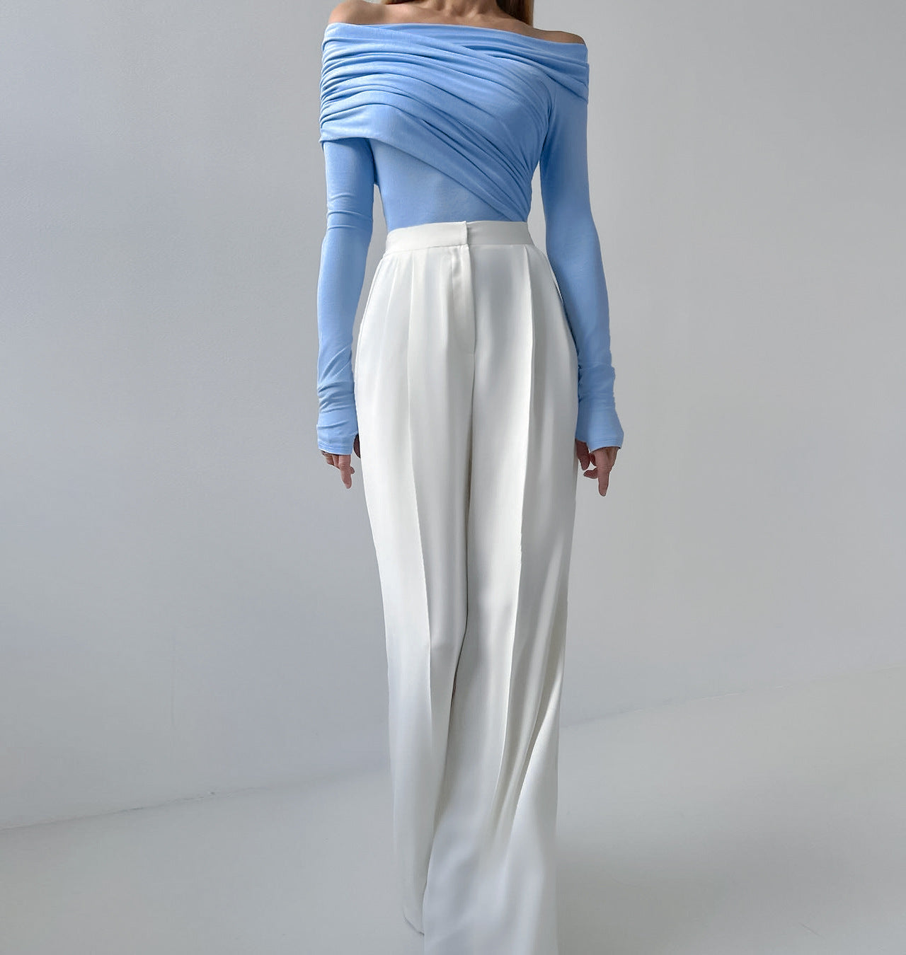 Solid Ruched Off-Shoulder Top