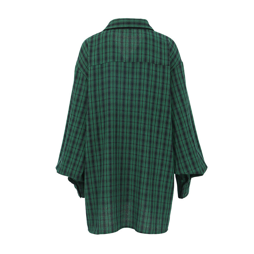 Green Loose Button Down Blouses