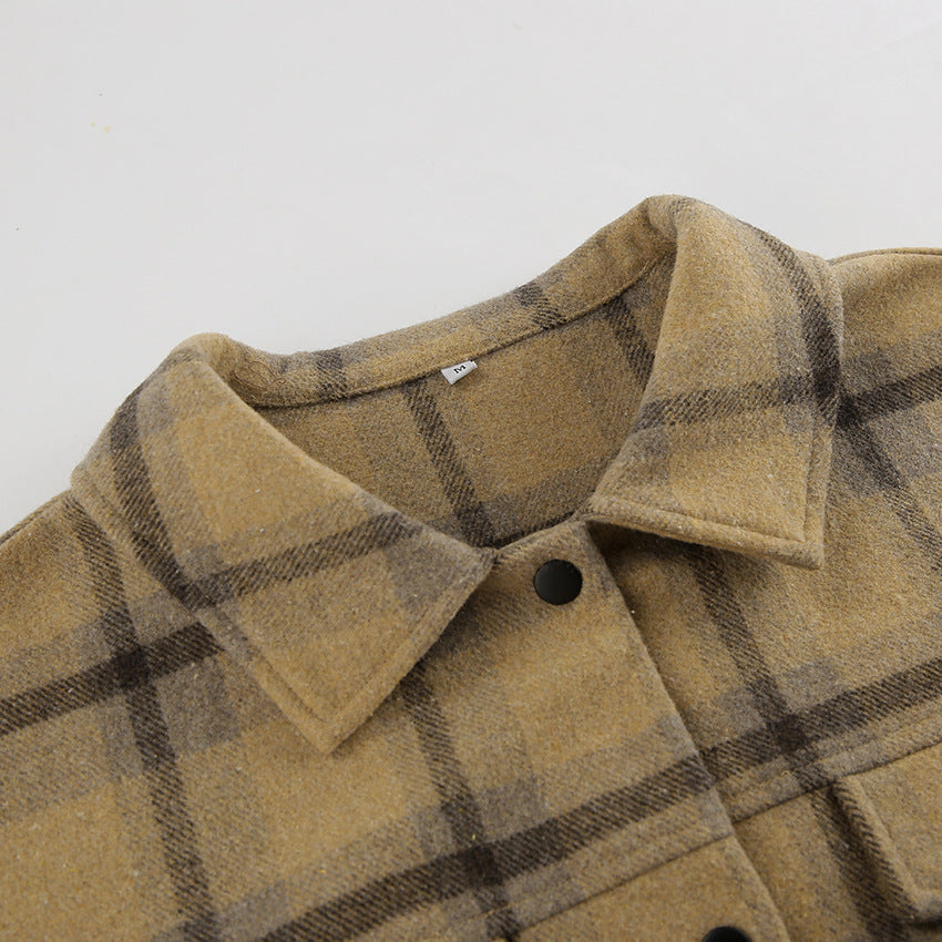 Warm Wool  Plaid Gingham Coat