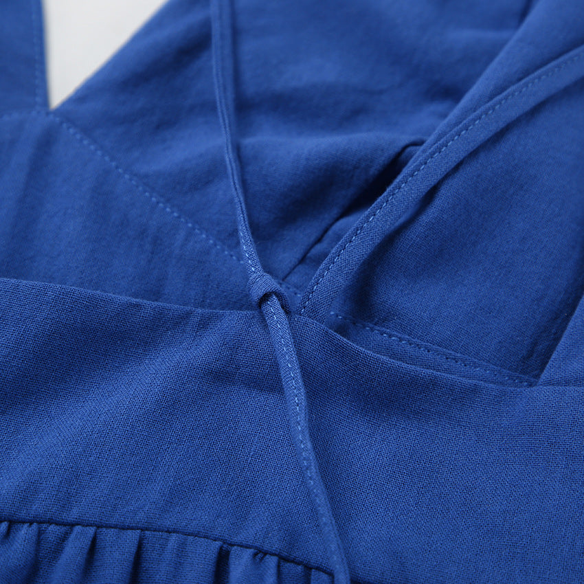 Blue V-Neck Maxi Dress