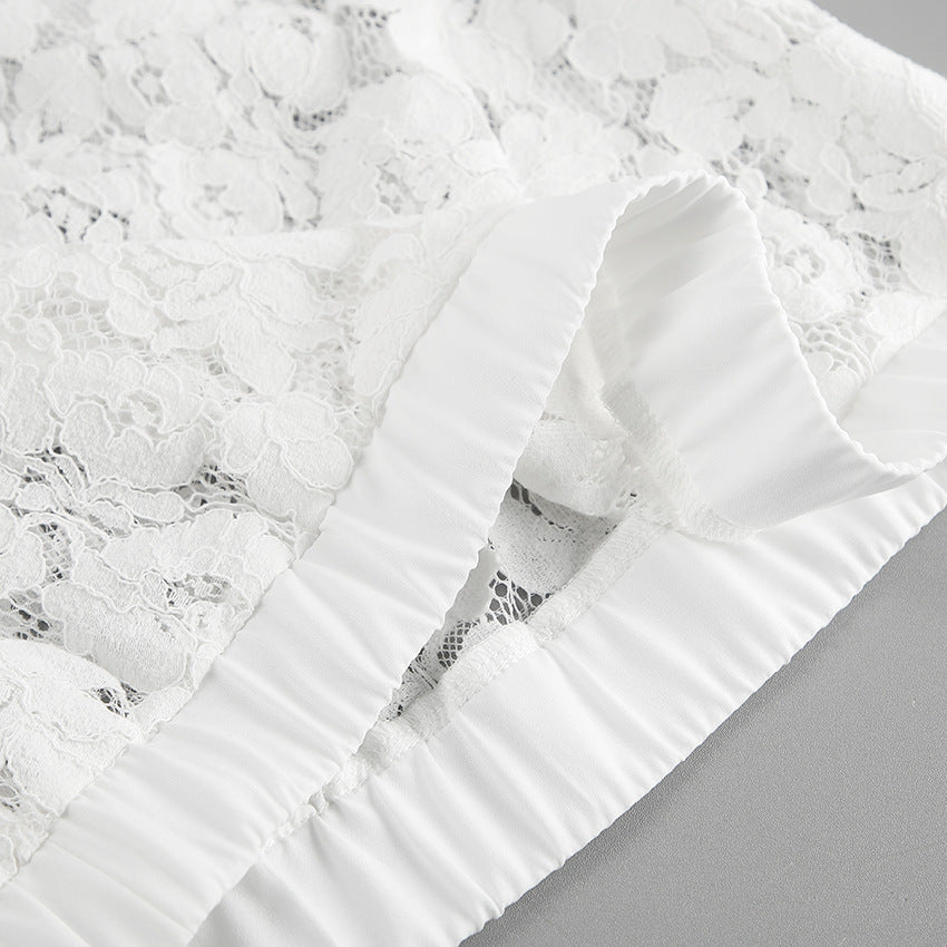 Hollow Lace Short V-Neck Sleeveless Top