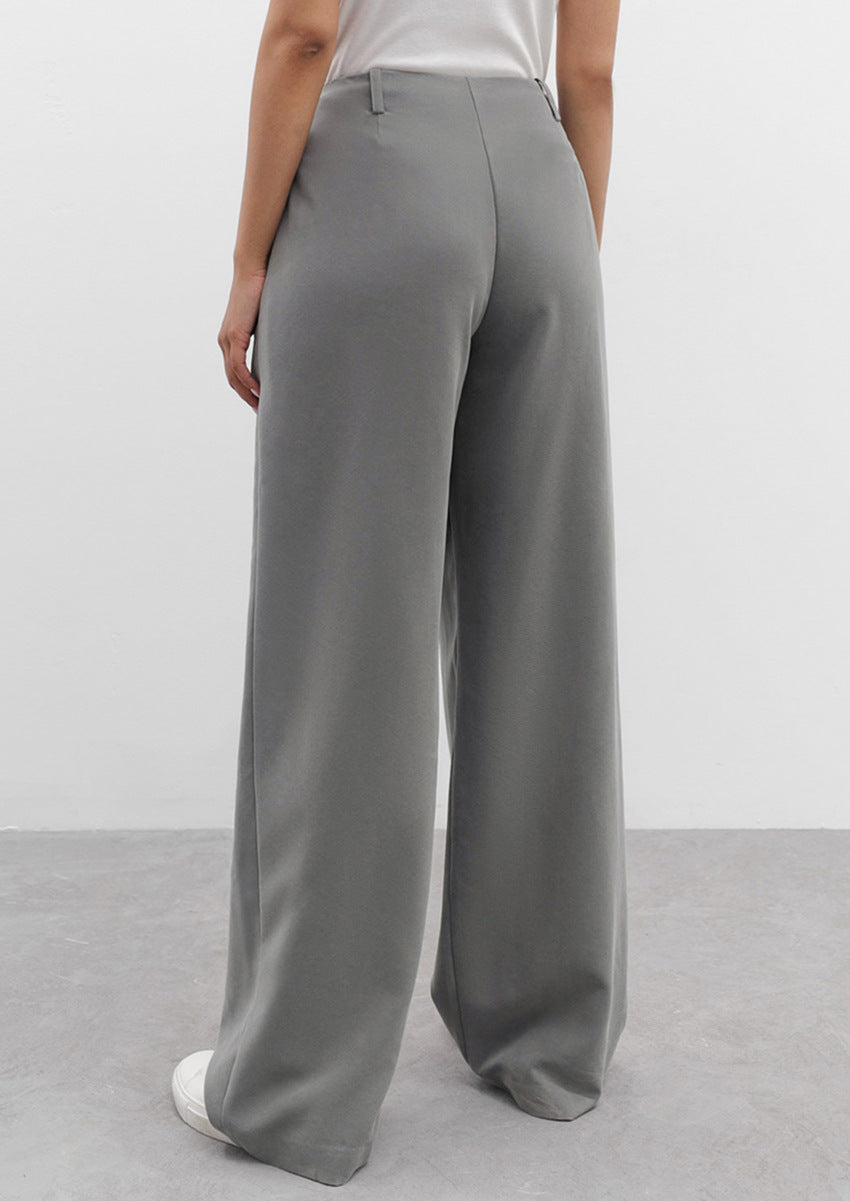 Front Pleated Grey Pants