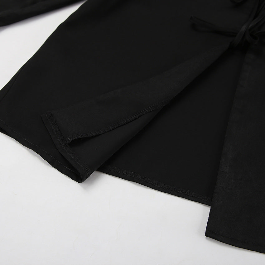 Bell Sleeve Tie Top Fishtail Skirt Set