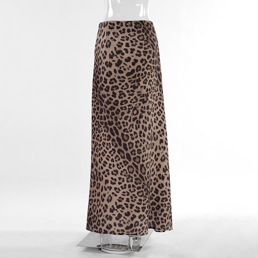 Mermaid Leopard Print Maxi Skirt