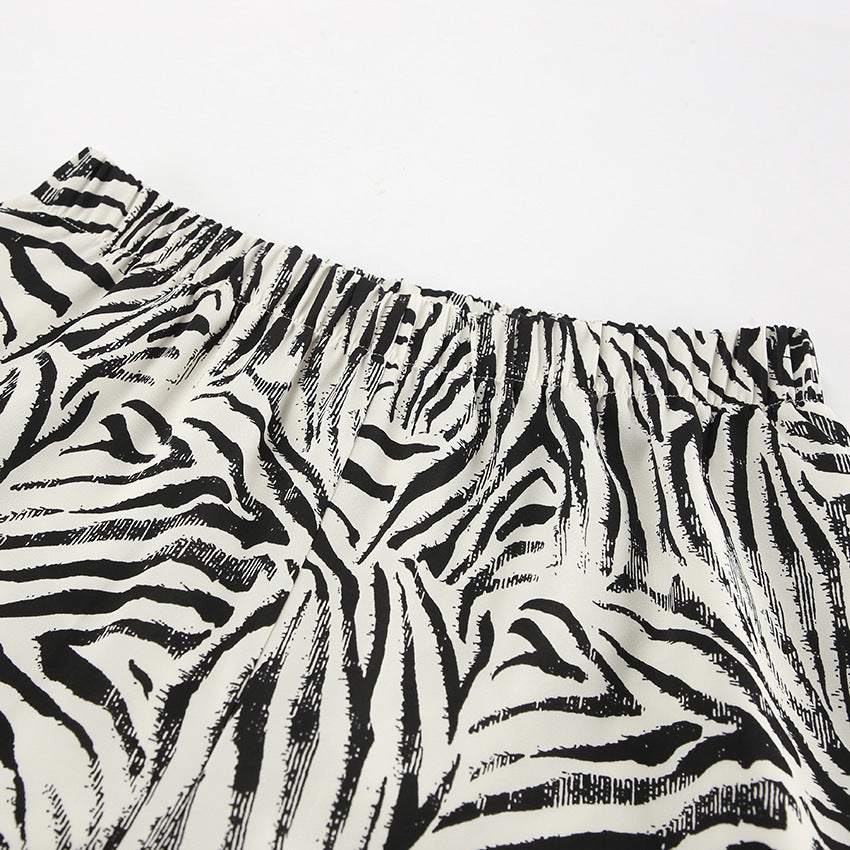 Zebra Striped High Waist Leisure Suit