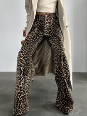 Loose Low Waist Leopard Print Trousers