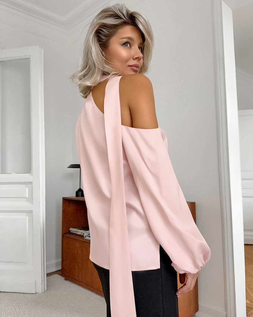 Off-the-shoulder Irregular Collar Shirt