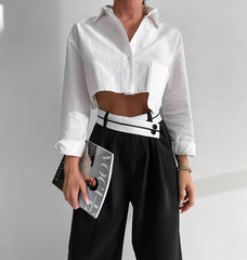 Patchwork Wide Leg High Waisted Pants